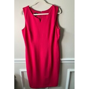 Talbots Pink Sleeveless Sheath Dress Notched Neckline Ponte Knit Size 14